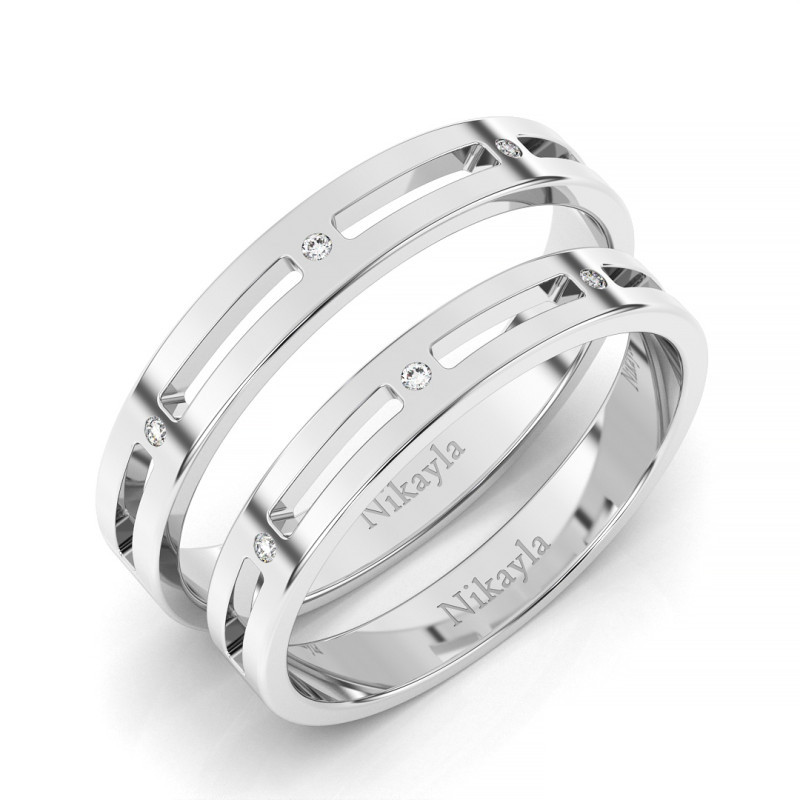 Nikayla Jewelry - Glamorous Stripe Ring Gold 18K - Couple Rings