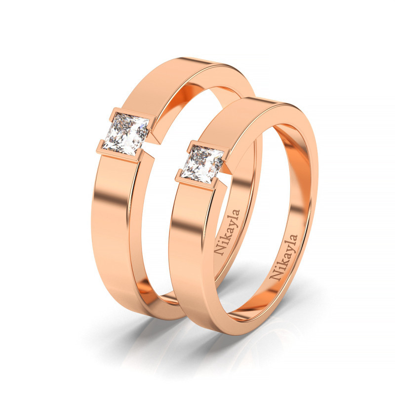 Nikayla Jewelry - Elegant Square Diamond 18K Gold - Couple Rings