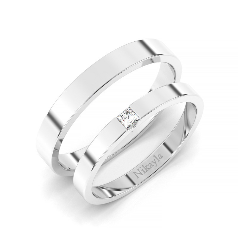 Nikayla Jewelry - Square Zirconia Gold 18K D+ - Couple Rings