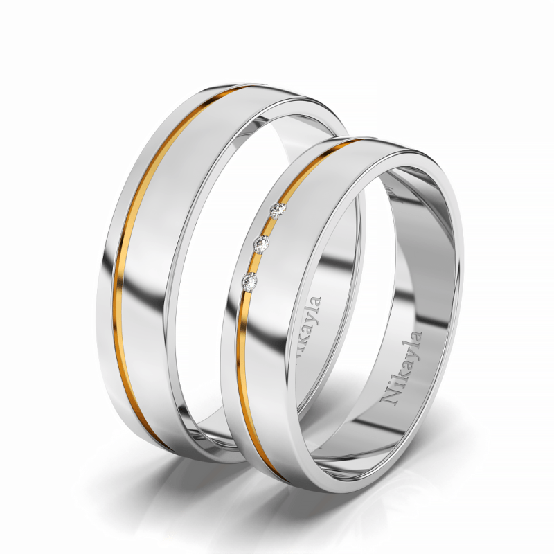 Nikayla Rings Line Golden 3 Diamond Set