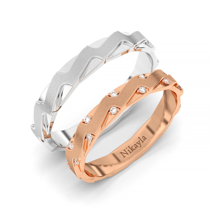 Nikayla Jewelry - Blade Diamond Combine Gold 18K - Couple Rings