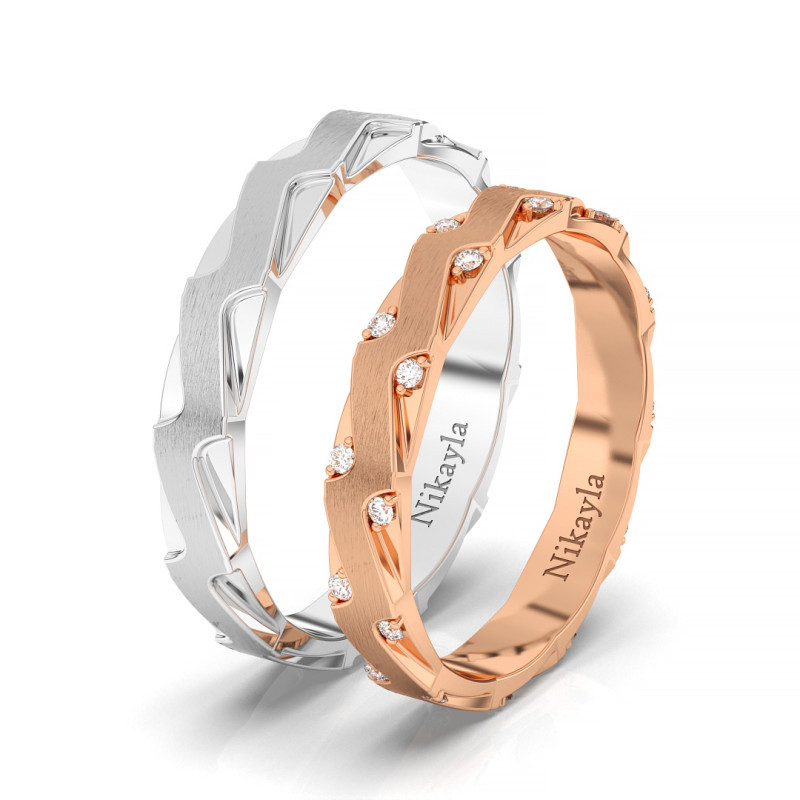 Nikayla Jewelry - Blade Diamond Combine Gold 18K - Couple Rings