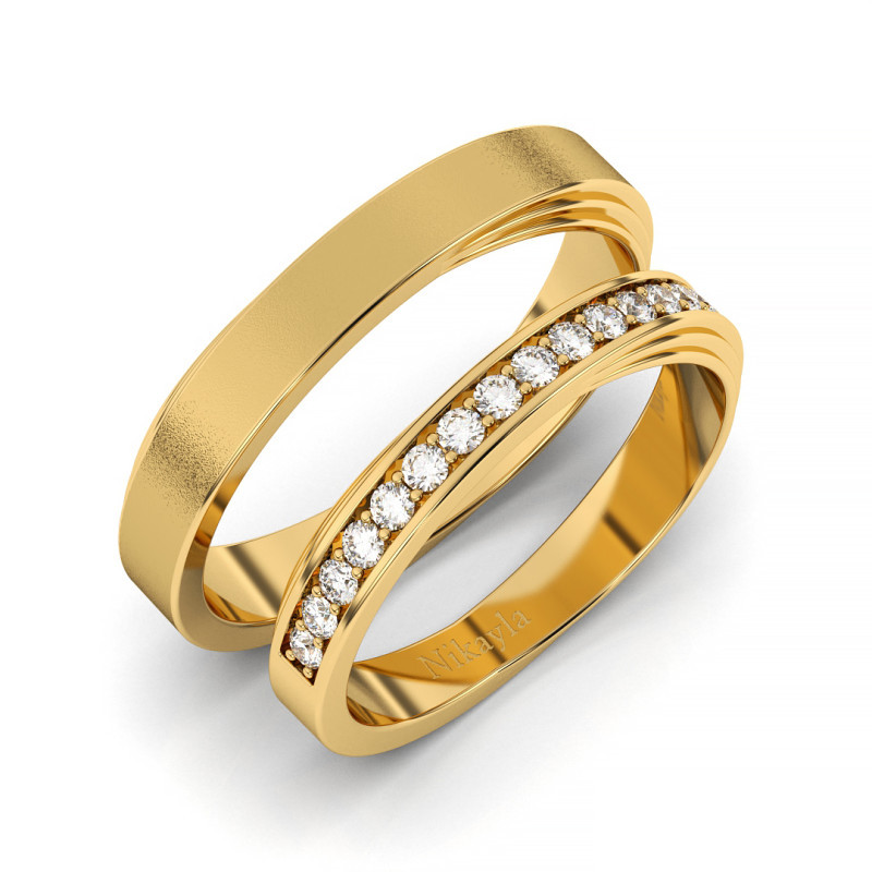 Nikayla Nikayla- Gold 18K Rolling X D Plus - Couple Rings
