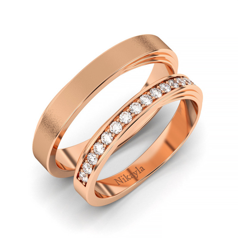 Nikayla Nikayla- Gold 18K Rolling X D Plus - Couple Rings
