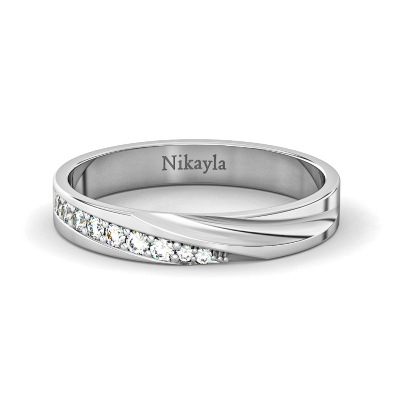 Nikayla Jewelry - Half Curve Long Diamonds Ring Gold 18K - Single Ring