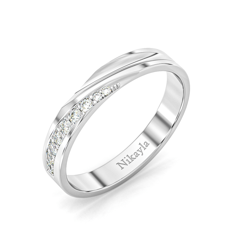 Nikayla Jewelry - Half Curve Long Diamonds Ring Gold 18K - Single Ring