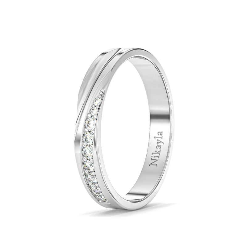 Nikayla Jewelry - Half Curve Long Diamonds Ring Gold 18K - Single Ring