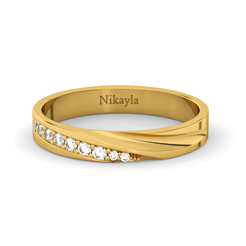 Nikayla Jewelry - Half Curve Long Diamonds Ring Gold 18K - Single Ring