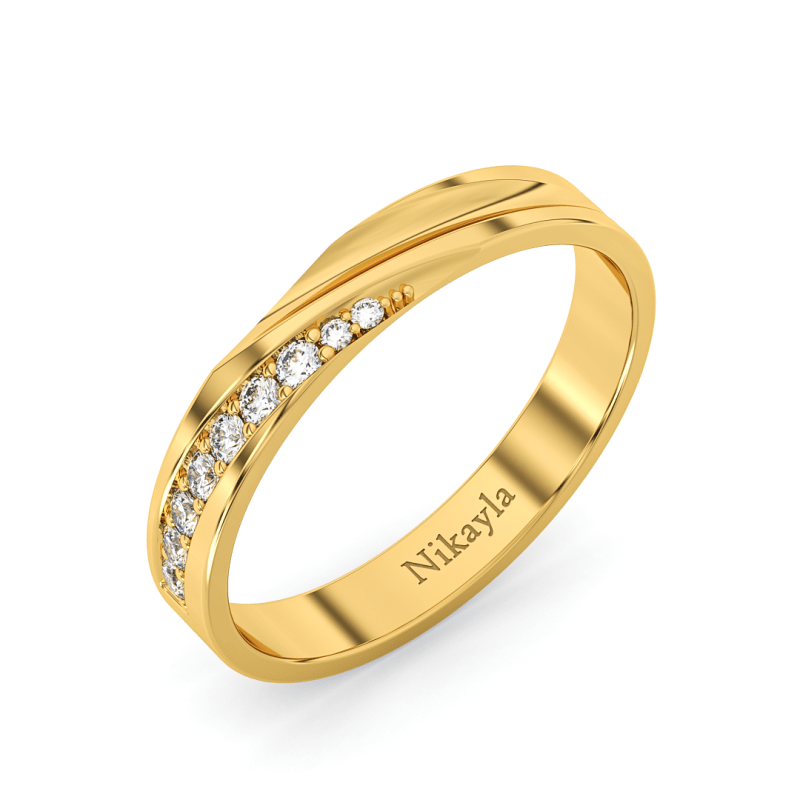 Nikayla Jewelry - Half Curve Long Diamonds Ring Gold 18K - Single Ring
