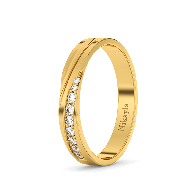 Nikayla Jewelry - Half Curve Long Diamonds Ring Gold 18K - Single Ring