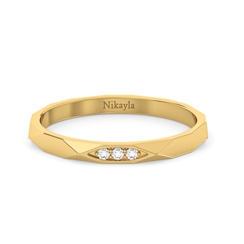 Nikayla Jewelry - Three Diamonds Symmetrical Gold 18K - Single Ring