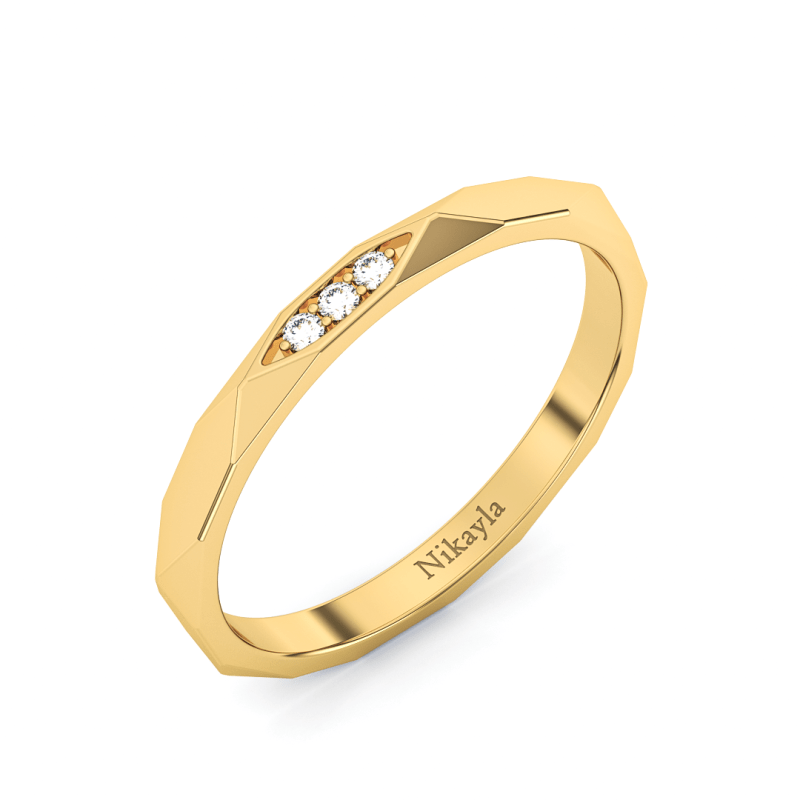 Nikayla Jewelry - Three Diamonds Symmetrical Gold 18K - Single Ring