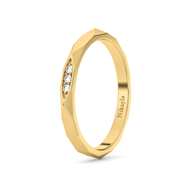 Nikayla Jewelry - Three Diamonds Symmetrical Gold 18K - Single Ring