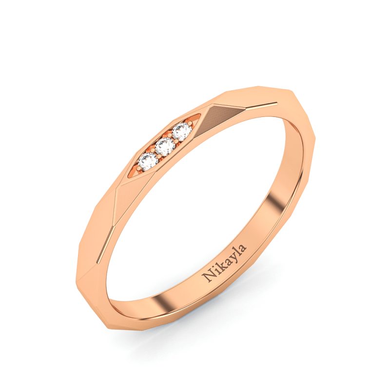 Nikayla Jewelry - Three Diamonds Symmetrical Gold 18K - Single Ring