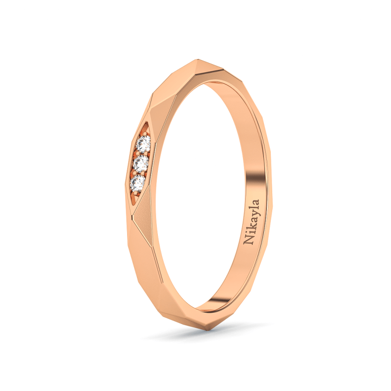 Nikayla Jewelry - Three Diamonds Symmetrical Gold 18K - Single Ring