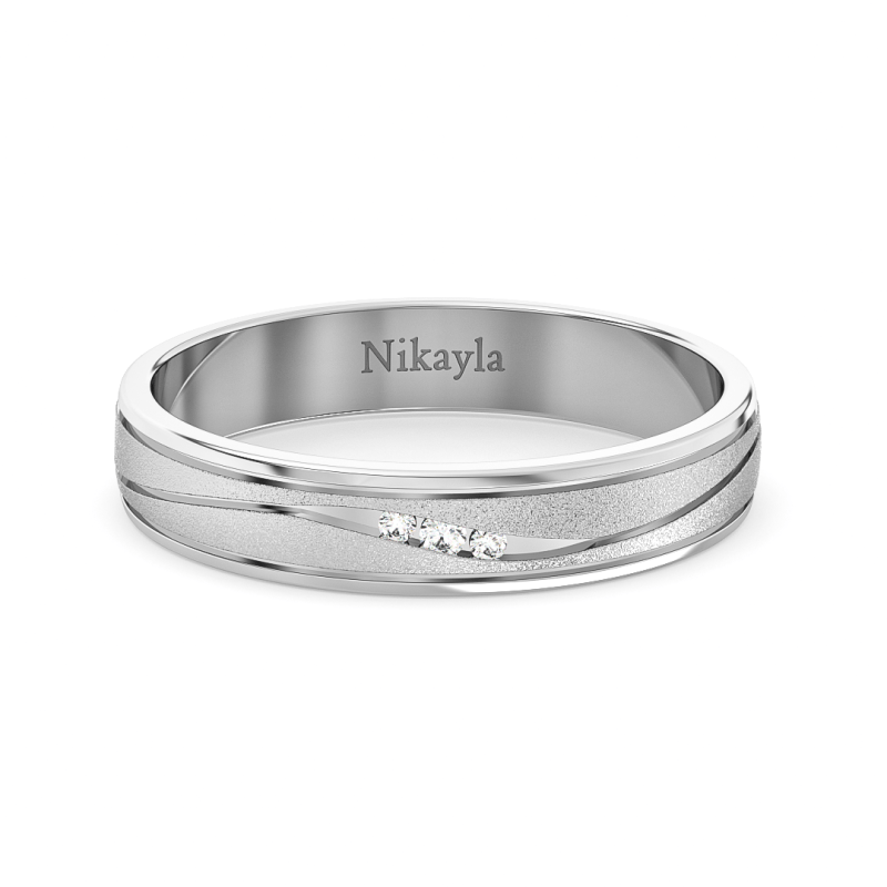 Nikayla Jewelry - Three Diamonds Curve Line Gold 18K - Single Ring