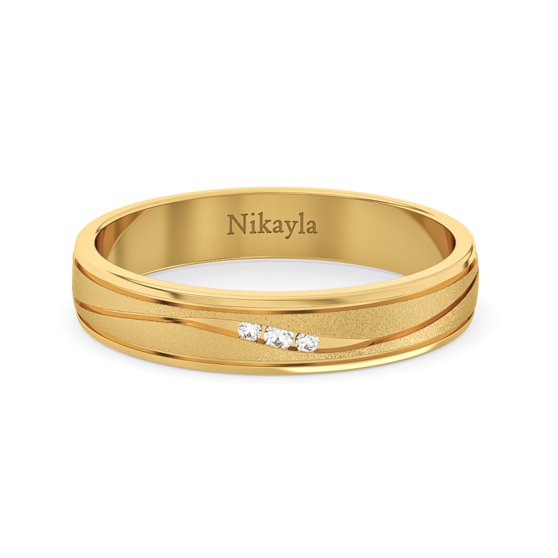 Nikayla Jewelry - Three Diamonds Curve Line Gold 18K - Single Ring