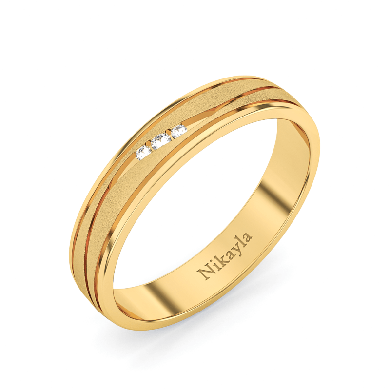 Nikayla Jewelry - Three Diamonds Curve Line Gold 18K - Single Ring