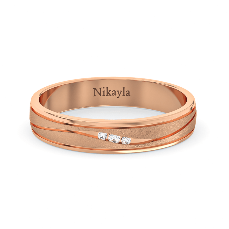 Nikayla Jewelry - Three Diamonds Curve Line Gold 18K - Single Ring
