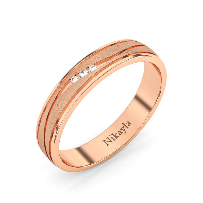Nikayla Jewelry - Three Diamonds Curve Line Gold 18K - Single Ring
