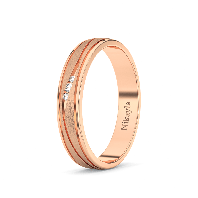 Nikayla Jewelry - Three Diamonds Curve Line Gold 18K - Single Ring