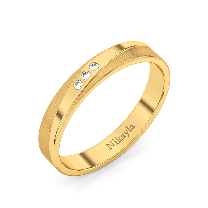 Nikayla Jewelry - Three Diamonds A Line Gold 18K - Single Ring