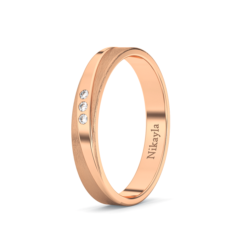 Nikayla Jewelry - Three Diamonds A Line Gold 18K - Single Ring